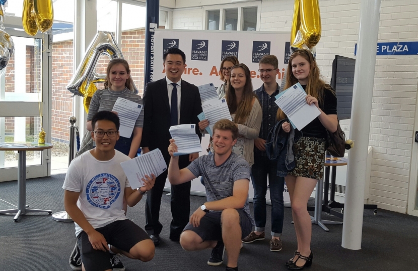 Alan Mak with some A-level students celebrating their results