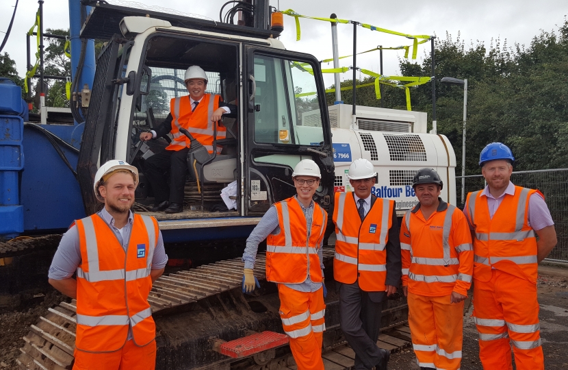 Alan Mak MP with Alistair Wright and the construction team from South West Trains launch construction at Havant station 