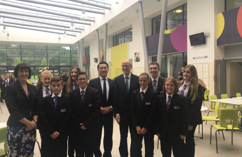 Alan Mak MP with Schools Minister Nick Gibb and Havant Academy pupils