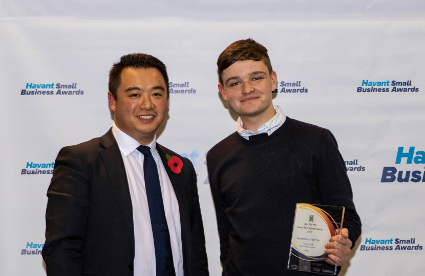 Alan with Connor Duffy, 2018's Apprentice of the Year