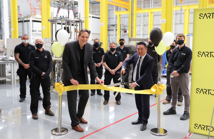 Alan with Matt Bylett, head of operations at Sartorius opening the new factory