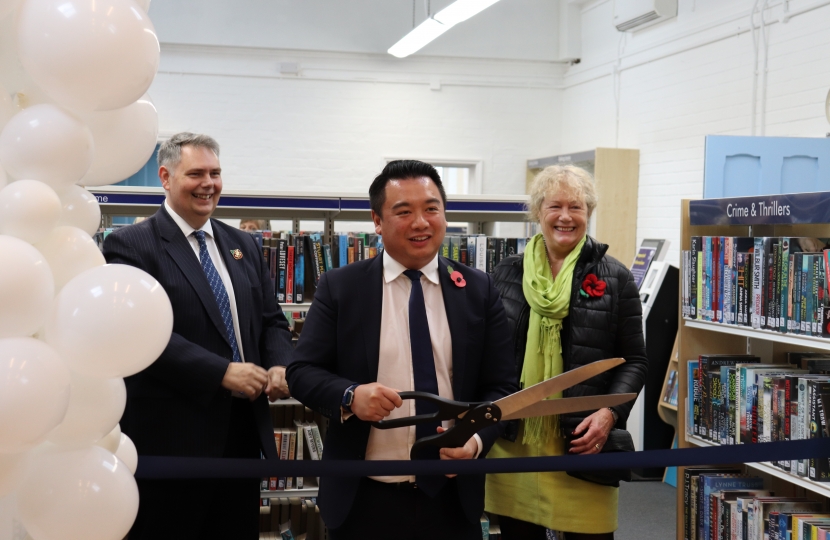 Local MP Alan Mak cut the ribbon to officially open the Emsworth library after a successful campaign to keep the facility open