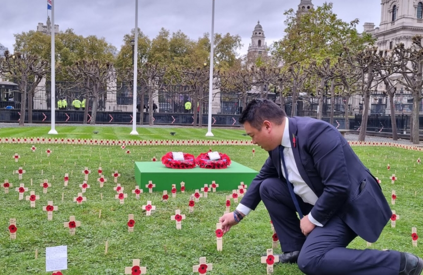 Local MP Alan Mak planted his stake in the Constituency Garden of Remembrance in New Palace Yard on the Parliamentary Estate 