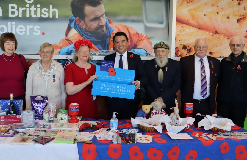 Alan Mak MP met Anne Newcombe at Tesco on Solent Road to officially launch the Poppy Appeal