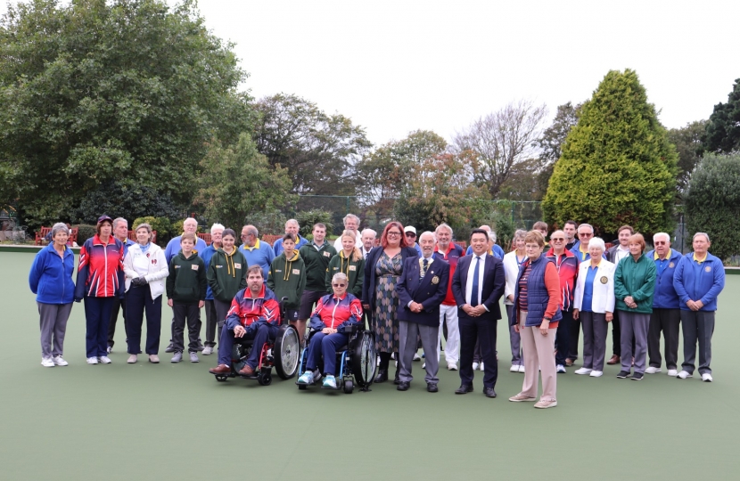 Local MP Alan Mak greeted the Hayling Island Bowls Club, a team from Disabilities England, and the Dorest Youth Team