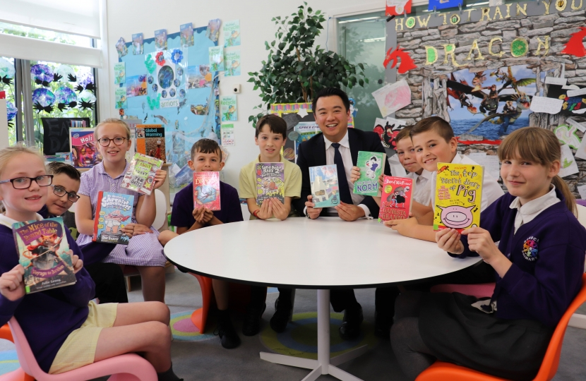 Local MP Alan Mak launches a school reading club at Barncroft Primary School in Leigh Park