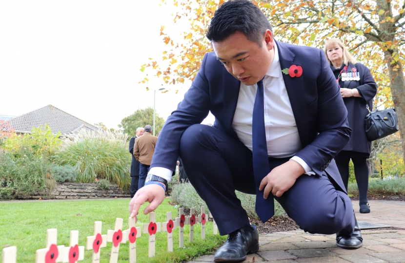 MP Alan Mak took time to remember those who have made the ultimate sacrifice at an Armistice Day service in Emsworth 