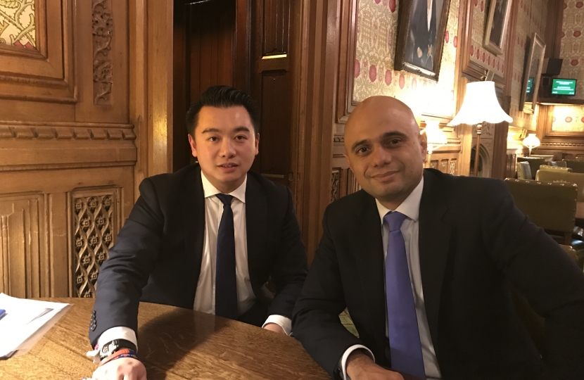 Alan Mak MP with the Secretary of State for Health and Social Care Sajid Javid who is supporting the proposals 