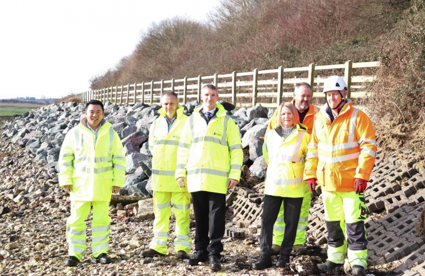 Local MP Alan Mak visited the Coastal Defence Scheme in Broadmarsh