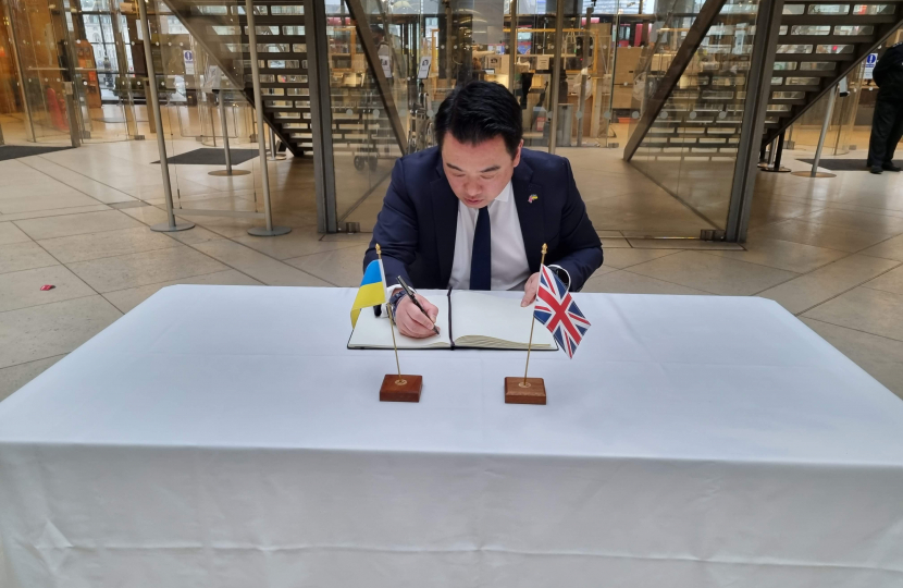  Local MP Alan Mak signs the Book of Solidarity in the House of Commons.