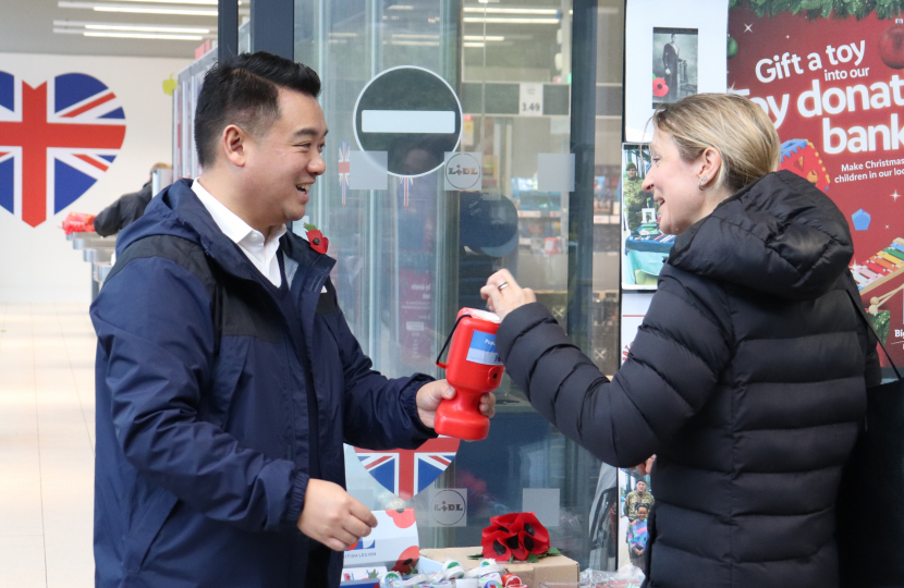 Local MP Alan Mak joins Royal British Legion volunteers in Havant and Hayling Island to raise funds for this year’s Poppy Appeal