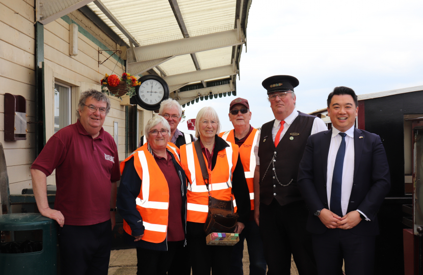 Local MP Alan Mak met with volunteers at the Hayling Light Railway 
