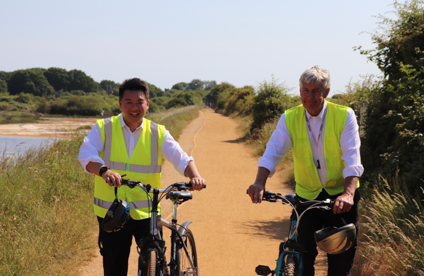Local MP Alan Mak and Hampshire County Councillor Lance Quantrill on the Billy Trail ahead of scheduled works.