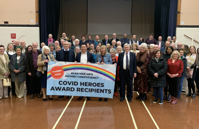 Local MP Alan Mak hosted the reception for his COVID Volunteer Network at Hayling Island Community Centre
