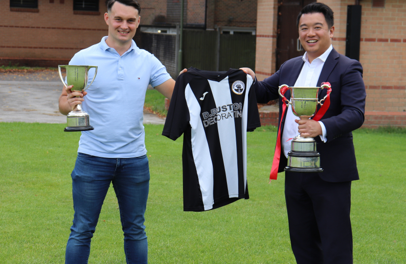Local MP Alan Mak congratulates Emsworth Town FC on completing the Double!