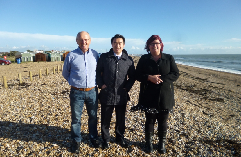 Alan Mak with Hayling councillor Andy Lenaghan & candidate Clare Satchwell