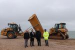 Local MP Alan Mak visits Eastoke on Hayling Island to see Government-funded flood defence work in action