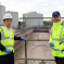 Alan Mak with Southern Water CEO Ian McAulay at the Budds Farm waste water treatment plant in Havant