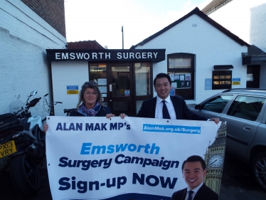 Picture 2: Alan Mak MP with Sue Treagust from the Emsworth Business Association 