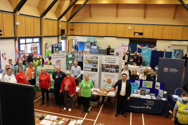 Photo 1: Alan Mak with residents at the Havant Community Information Fair