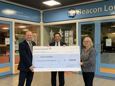 Local MP Alan Mak was present for the handover of the £1400 cheque to the Beacon foodbank