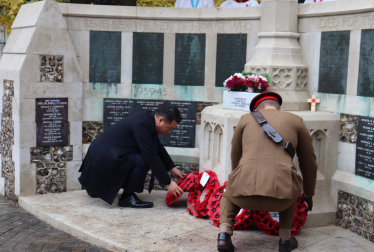 Local MP Alan Mak takes part in parade and service in Havant to mark Remembrance Sunday