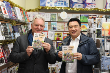 Local MP Alan Mak met Peter McQuade to purchase a copy of the book at the Hayling Island Bookshop 