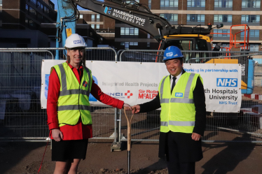 Local MP Alan Mak joins Queen Alexandra Hospital Chief Executive Penny Emerit to launch construction of a new £58 million emergency department