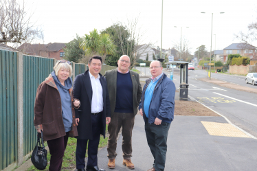 Local MP Alan Mak met Councillors Liz Fairhurst, Mark Inkster and Nick Adams-King at the site of the Bedhampton Road scheme 