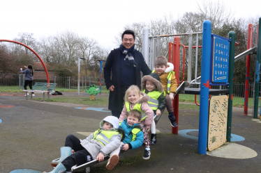 Local MP Alan Mak shared the good news with pupils and staff at the Bouncy Bears Nursery based at the Springwood Community Centre